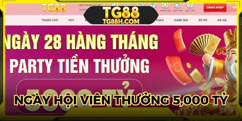 Ngày hội viên 28 hàng tháng thưởng đến 5,000 tỷ đồng