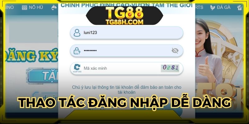 Thao tác truy cập tài khoản không quá khó khăn